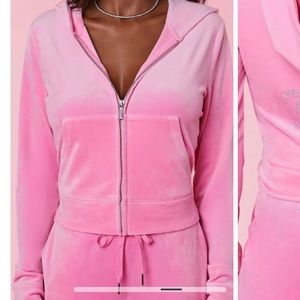 Forever 21 x Juicy Couture Velour Pink Hoodie Plus Size NWT Rhinestones Y2K